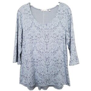 Habitat Blue Textured Bell Sleeve Scoop Neck Tunic Size Medium Lagenlook